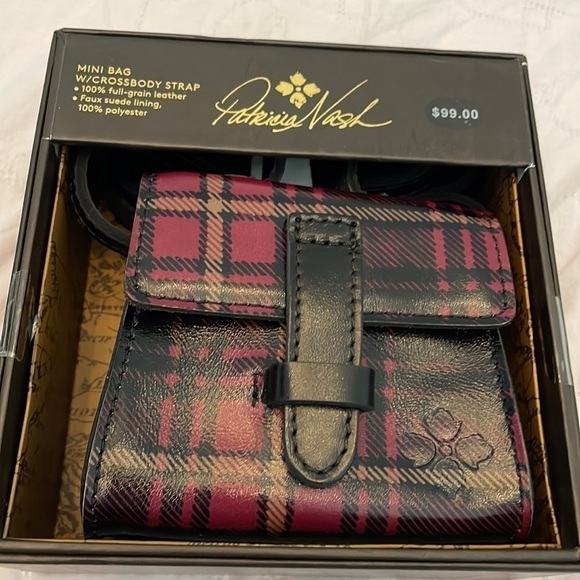 Patricia Nash Tartan Red Plaid Mini Bag Crossbody Strap Academia Fall Preppy - Picture 1 of 13